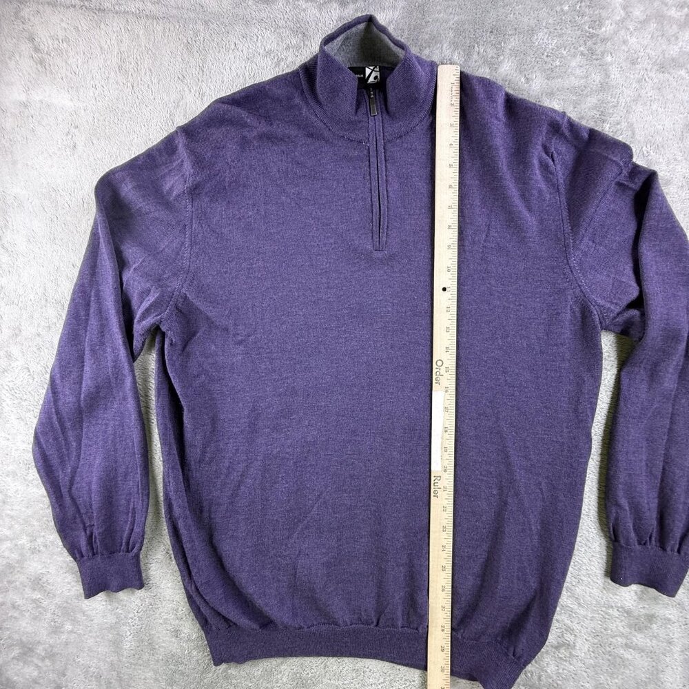 Saks Fifth Avenue Sweater Mens 3XL Purple Merino Wool Knit 1/4 Zip Pullover - Picture 7 of 13